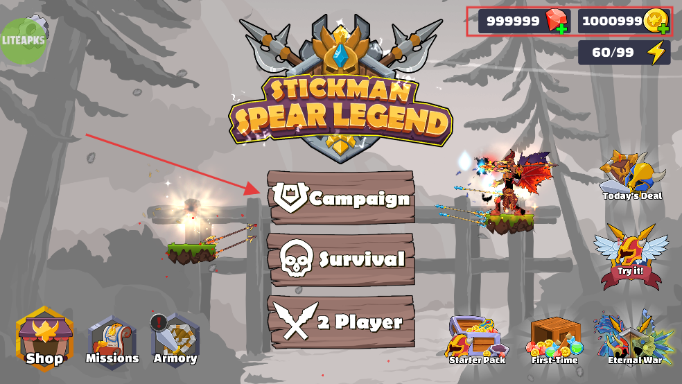 火柴人长矛传奇无限金币无限钻石